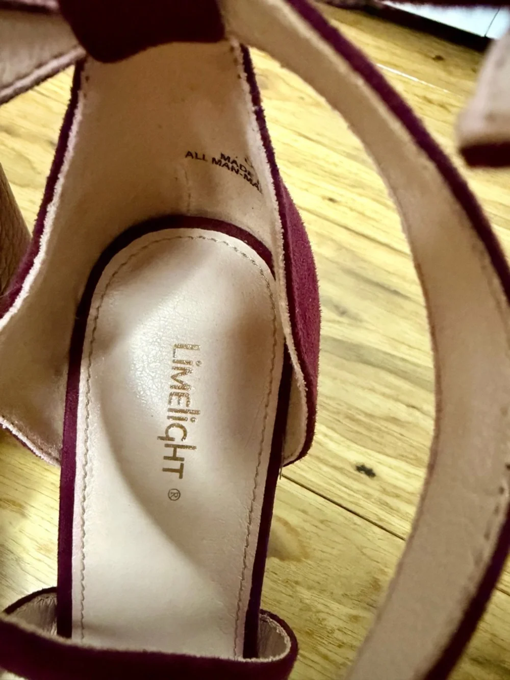 Burgundy Strappy Block Heel Sandals Size 10